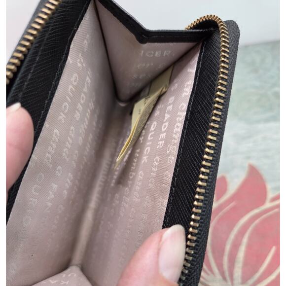 Kate Spade Staci Ditsy Buds Small Zip Around Wallet Black Pink 3.5 X 5 Inch - Picture 6 of 8